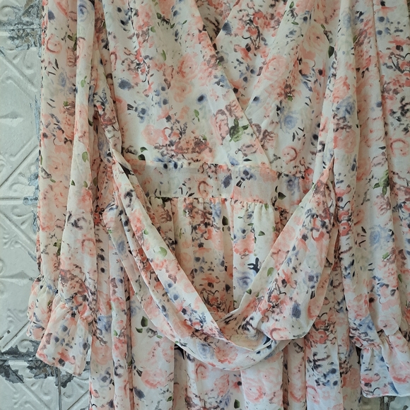 PLUS SIZE FLORAL PRINT FLOUNCE SLEEVE RUFFLE DRESS NWOT SIZE 4X - Picture 8 of 15